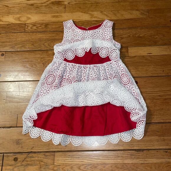 Genuine Kids by OshKosh Lace Eyelet Embroidered Christmas Holiday Dress - Sz 5T - Picture 4 of 14